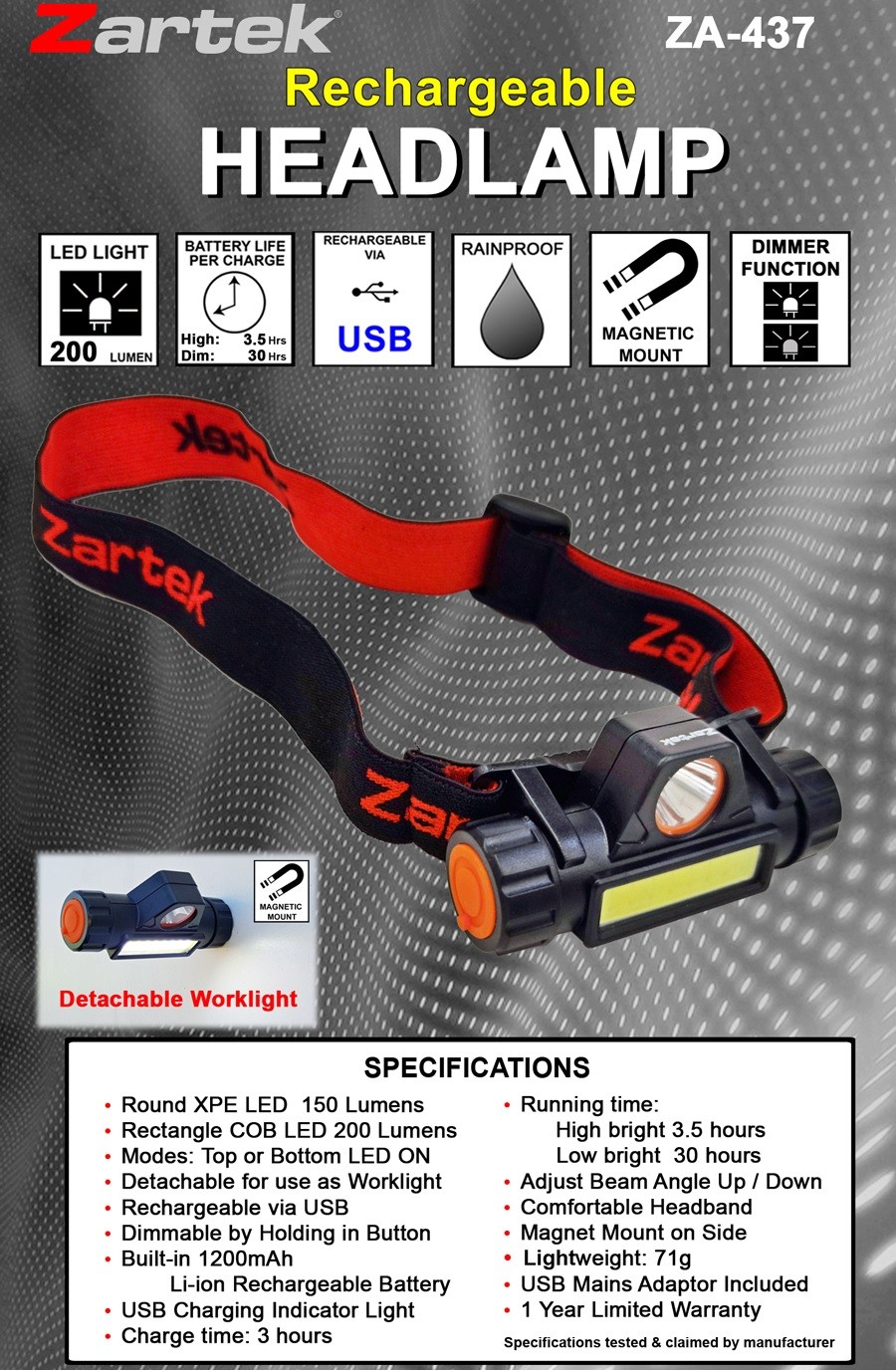 zartek headlamp